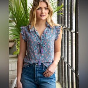 NWT Rungolee Francesca Blouse in Peacock Covent Garden Silk Size XXS